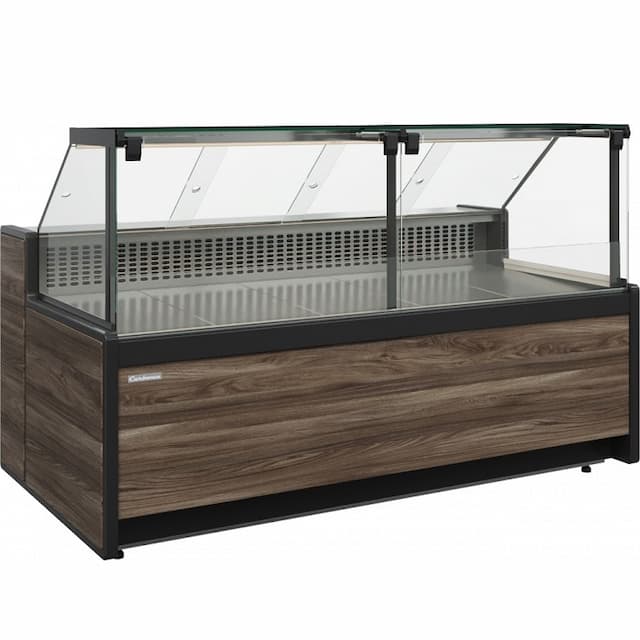 Витрина холодильная, газлифт Carboma BAVARIA 3 GC111 SV 3,75-1 без боковин (Темный дуб)