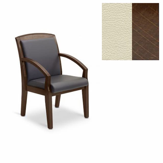 Кресло Юнитекс Граф для посетителя экокожа премиум светло-бежевая CN1112/дерево-орех