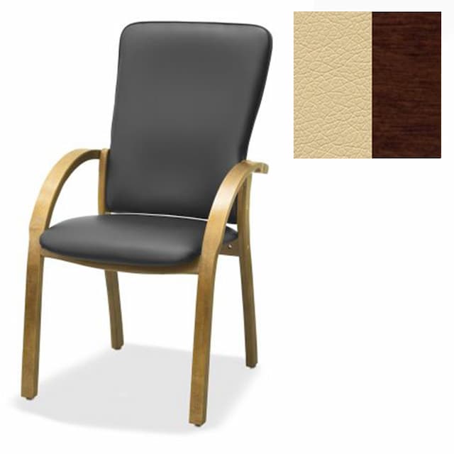 Стул Юнитекс Джуно комфорт экокожа премиум бежевая CN1123/дерево-орех гамильтон